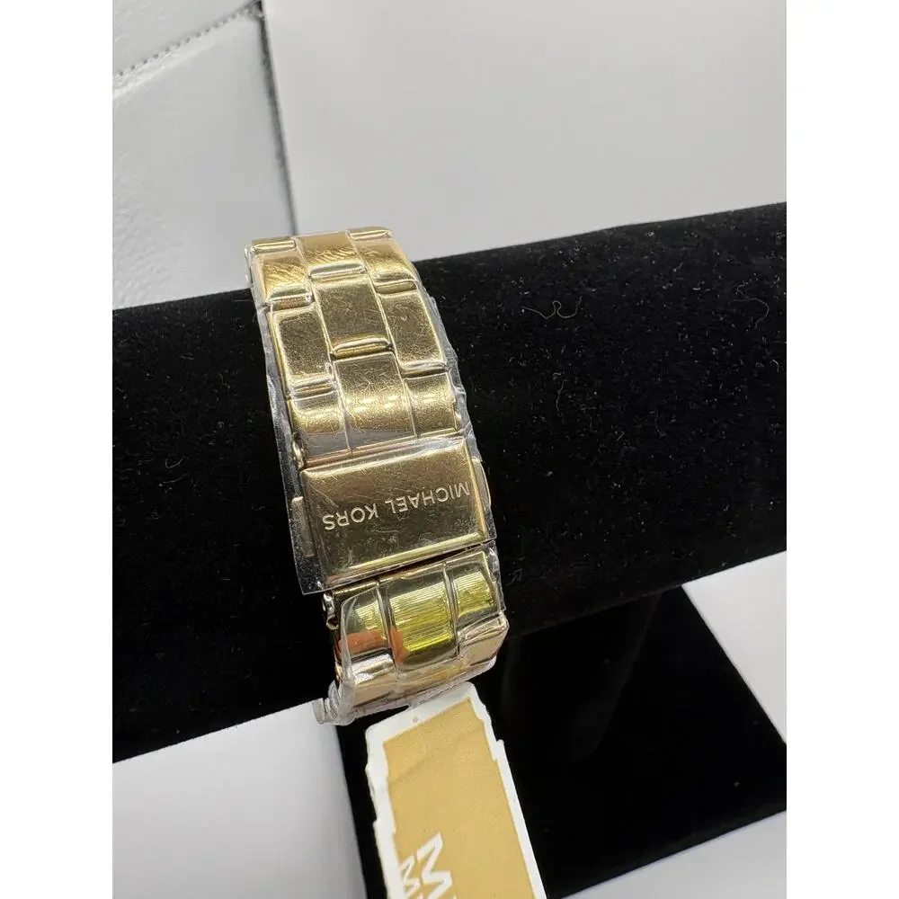Michael Kors Mk7547 Watch Gold-Tone Black Pave Crystal Bezel Nwt Gold